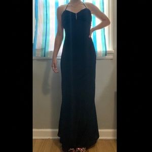 Long black formal dress with rhinestones